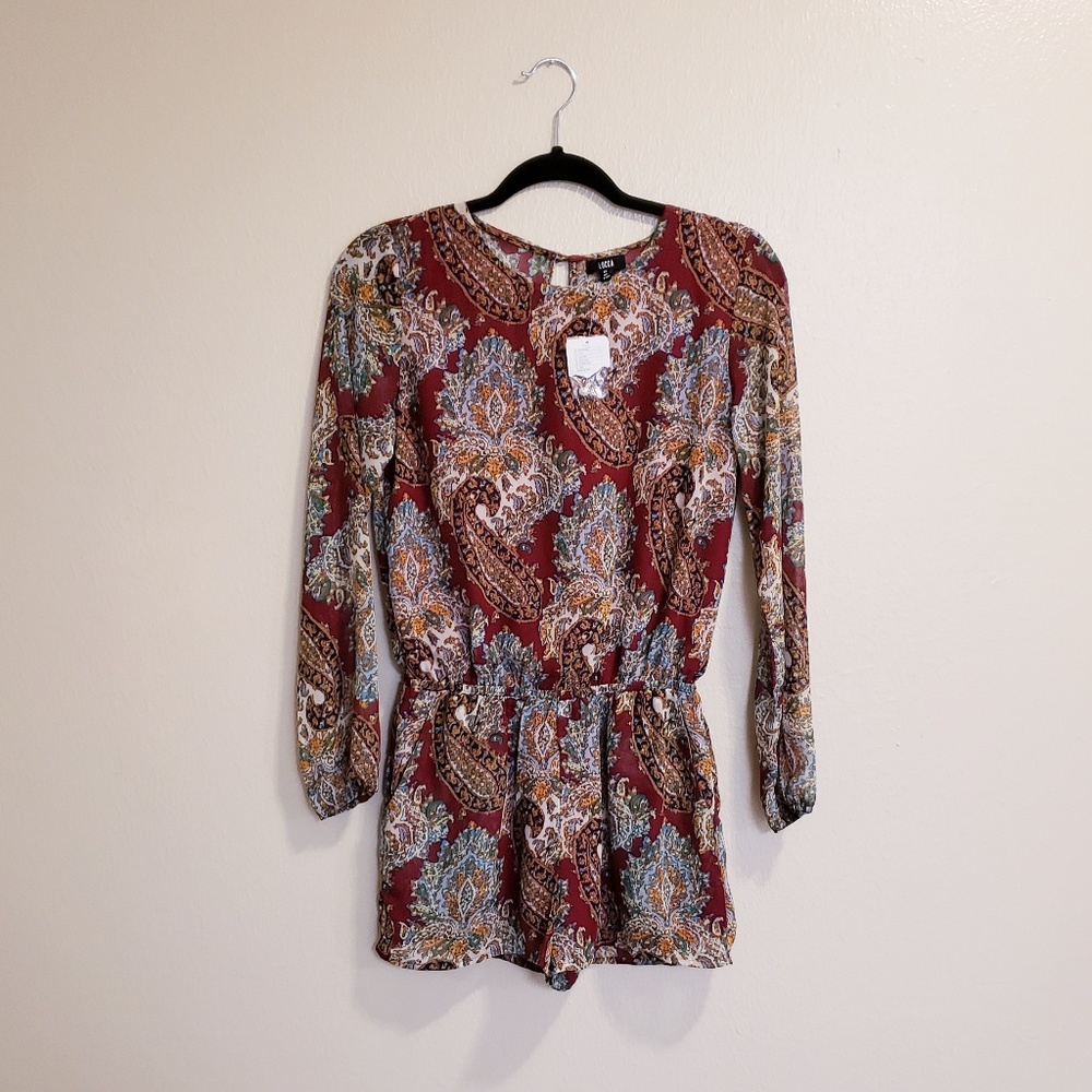 🚫SOLD Lucca long sleeve paisley winered romper - Picture 2 of 8